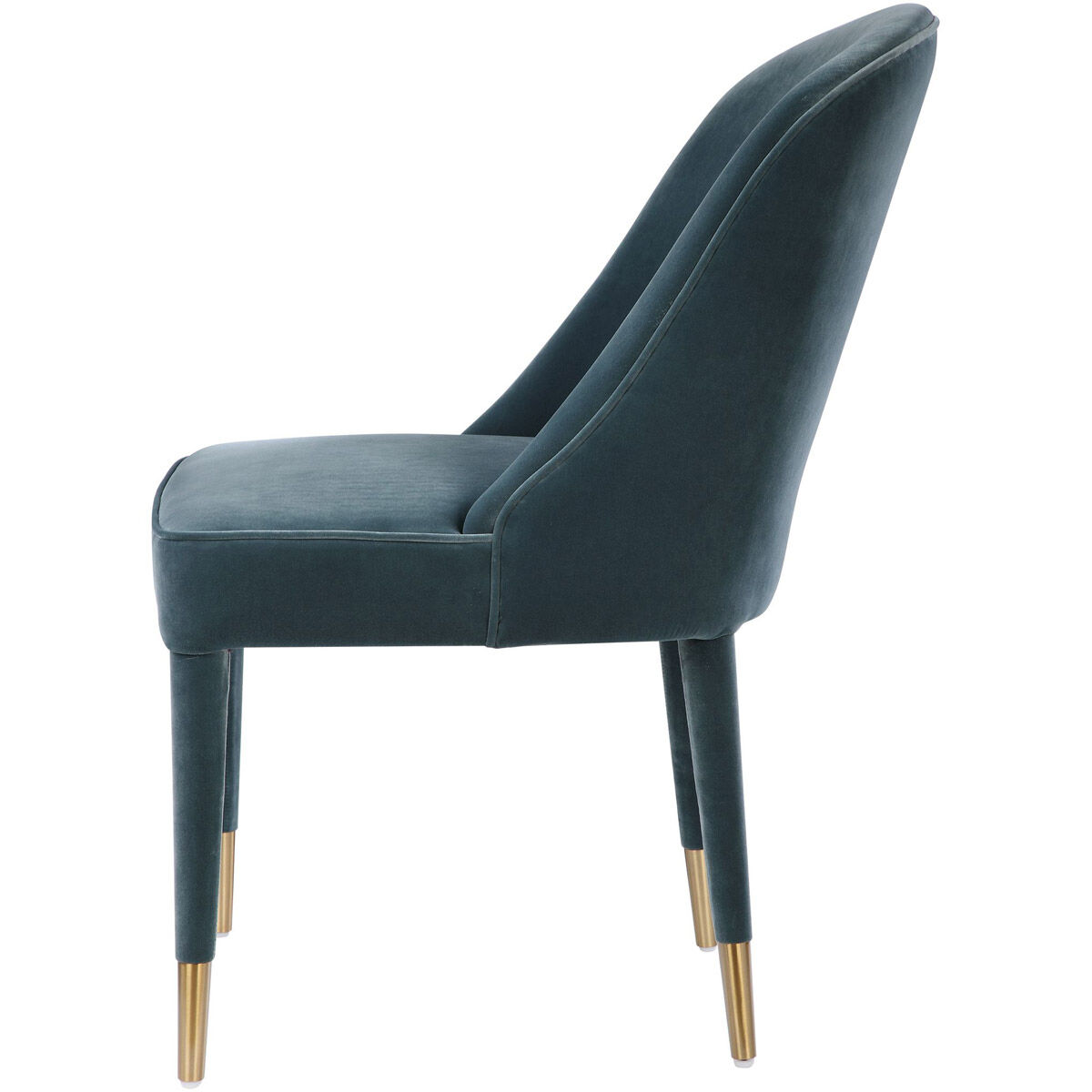 Brie Slate Blue Velvet and Brushed Brass Armless Chairs, Set of 2
