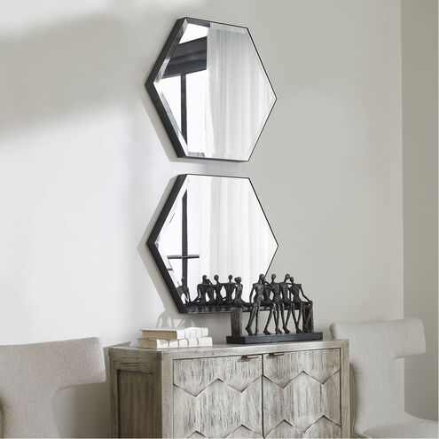 Amaya 23 X 20 inch Matte Black Wall Mirrors, Set of 2
