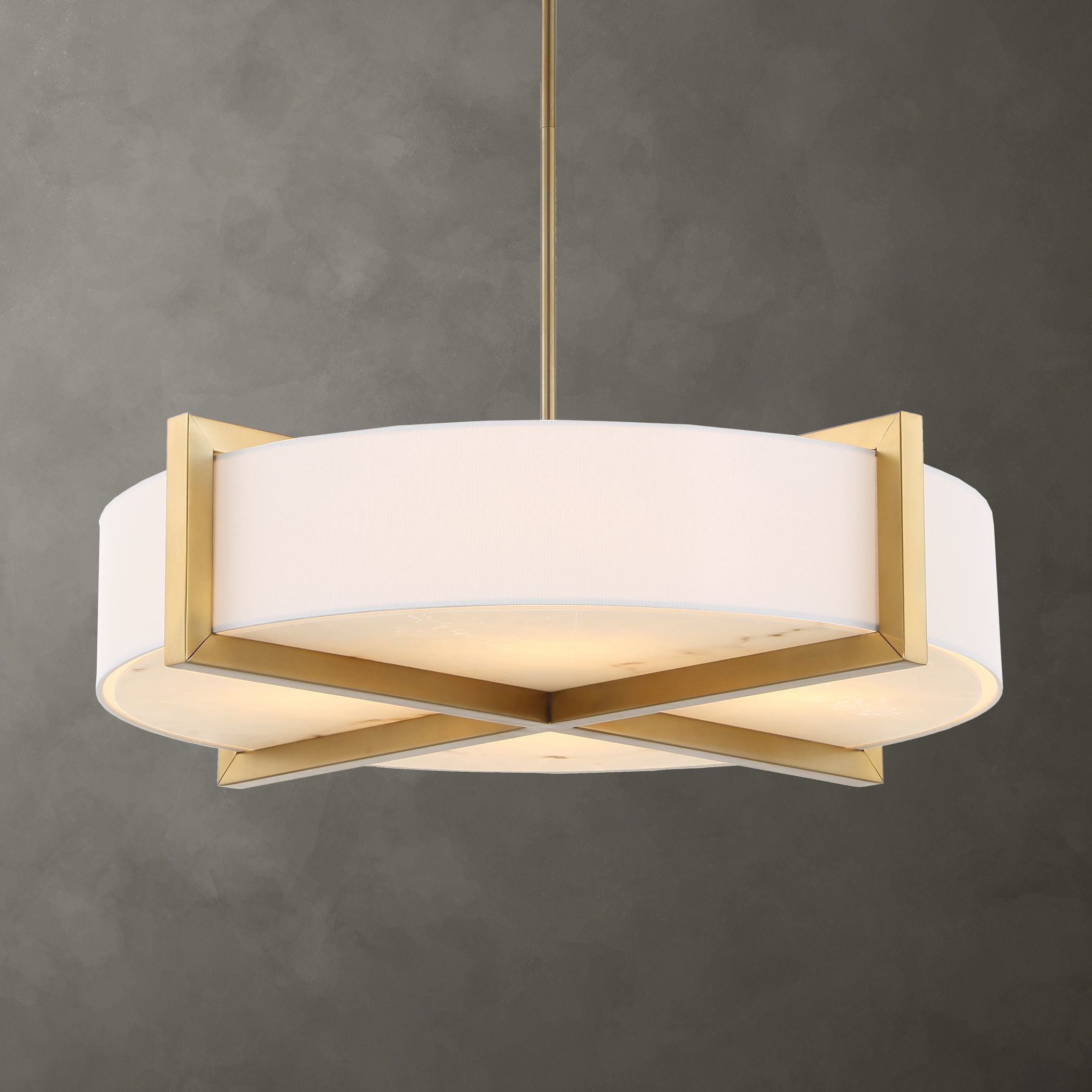 Cresson 4 Light 30 inch Matte Brushed Brass Pendant Ceiling Light