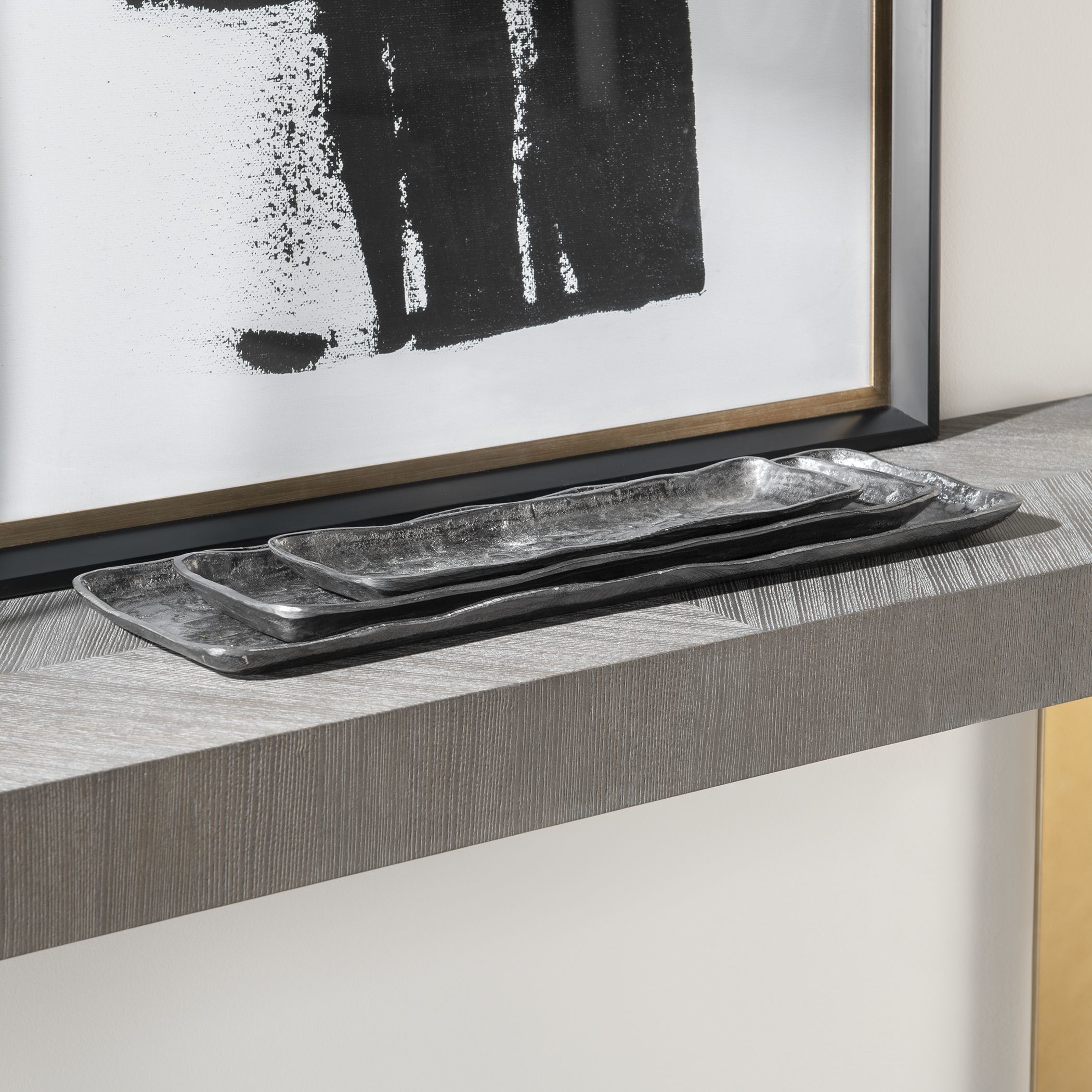 Artisan Antique Nickel Trays, Set of 3