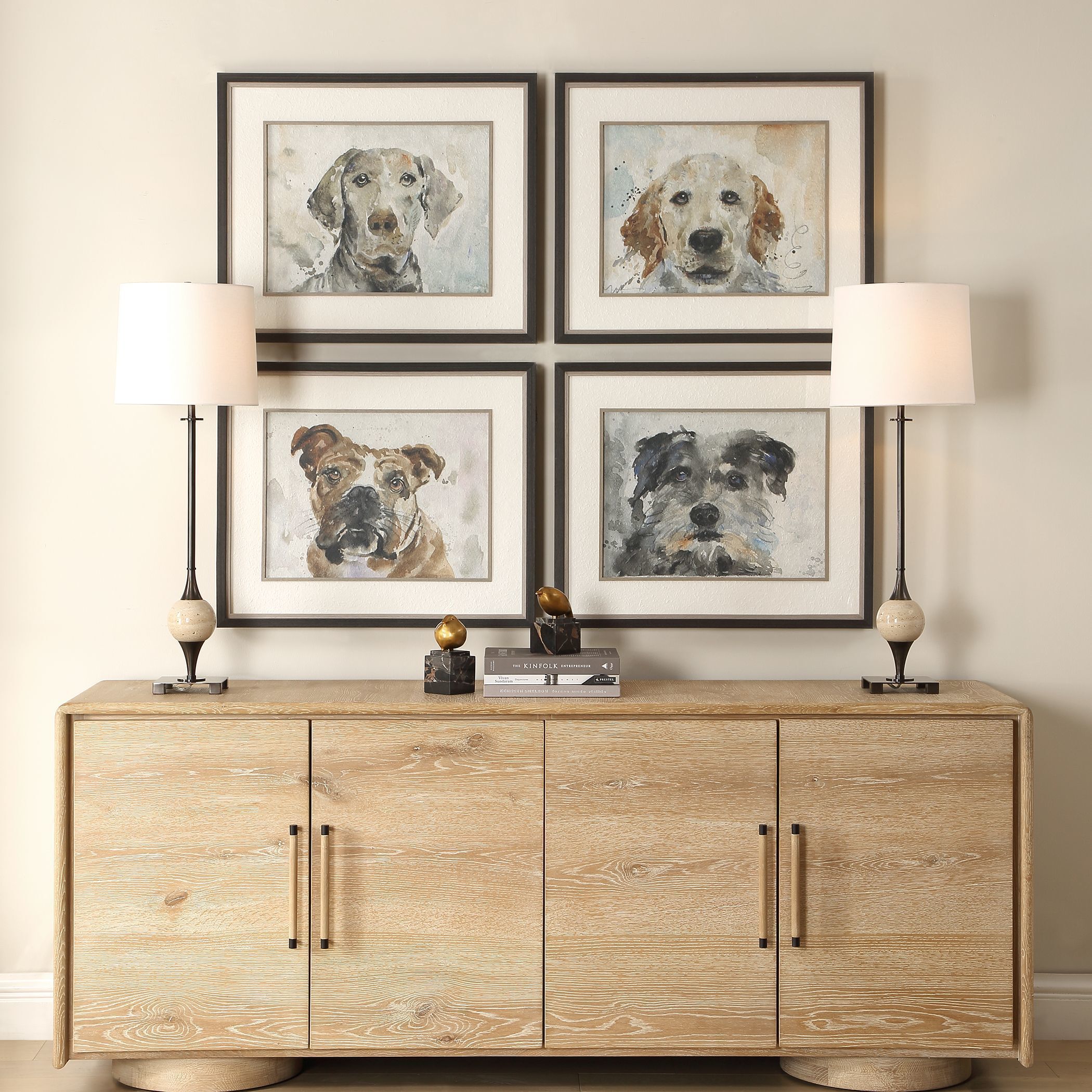 Dog Days 28 X 23.38 inch Framed Prints, Set of 4