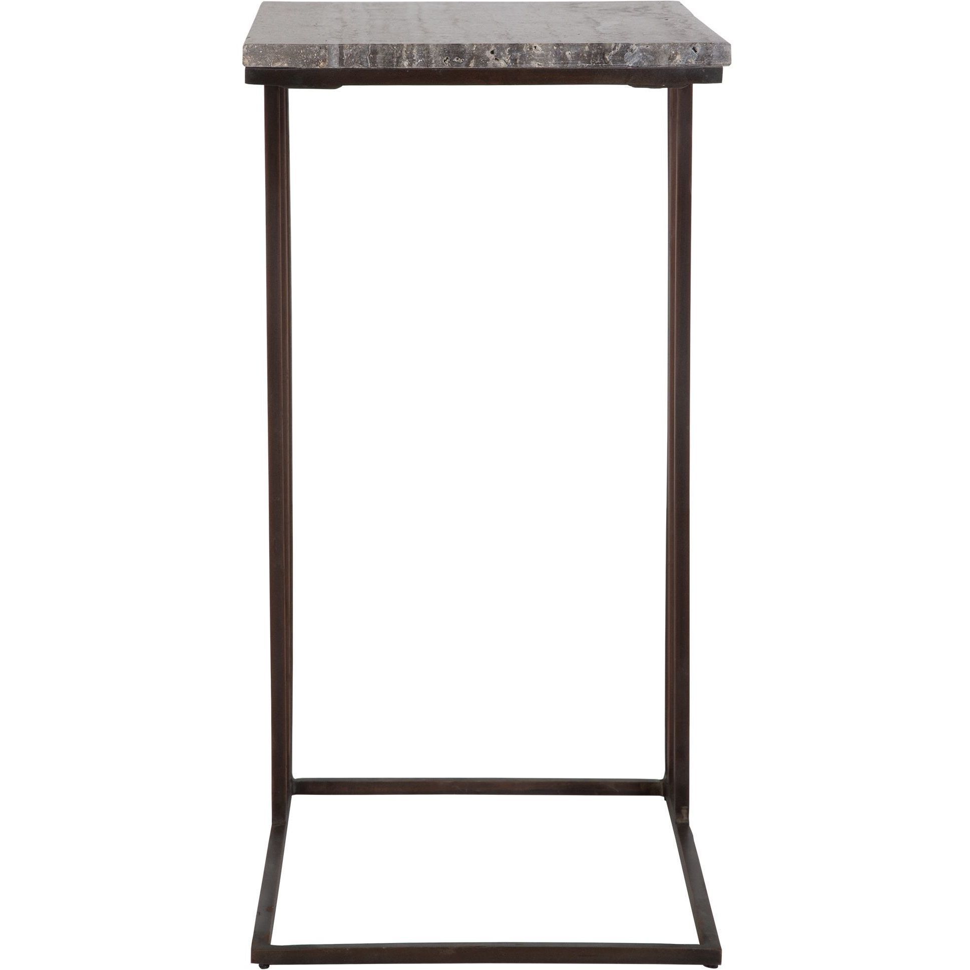 Theodore 23 X 16 inch Titanium Travertine and Dark Bronze Accent Table