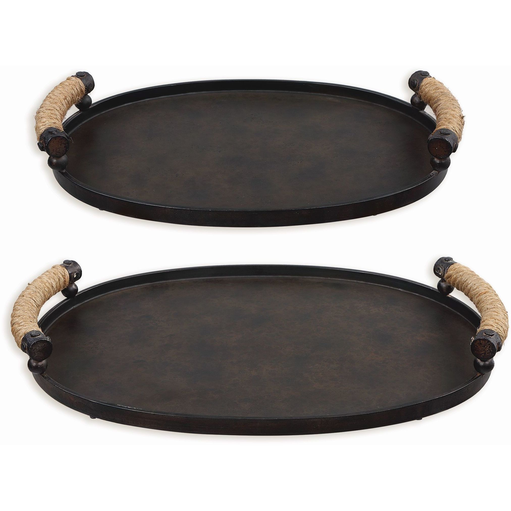 Viggo Rustic Oxidized Bronze with Natural Rope Trays