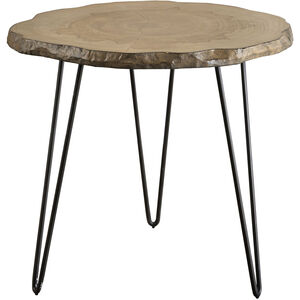 Runay 24 X 22 inch Cross Cut Veneered Wood and Aged Black Side Table