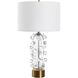 Aura 27.75 inch 150 watt Clear Glass and Brushed Brass Table Lamp Portable Light