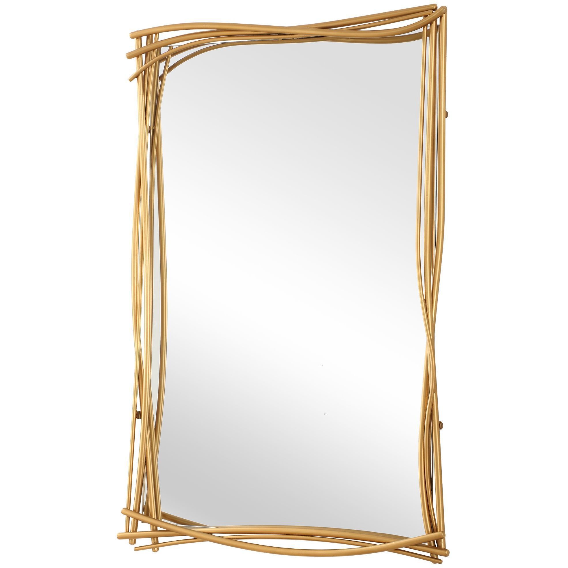 Curved 39 X 26.5 inch Antiqued Gold Leaf Mirror