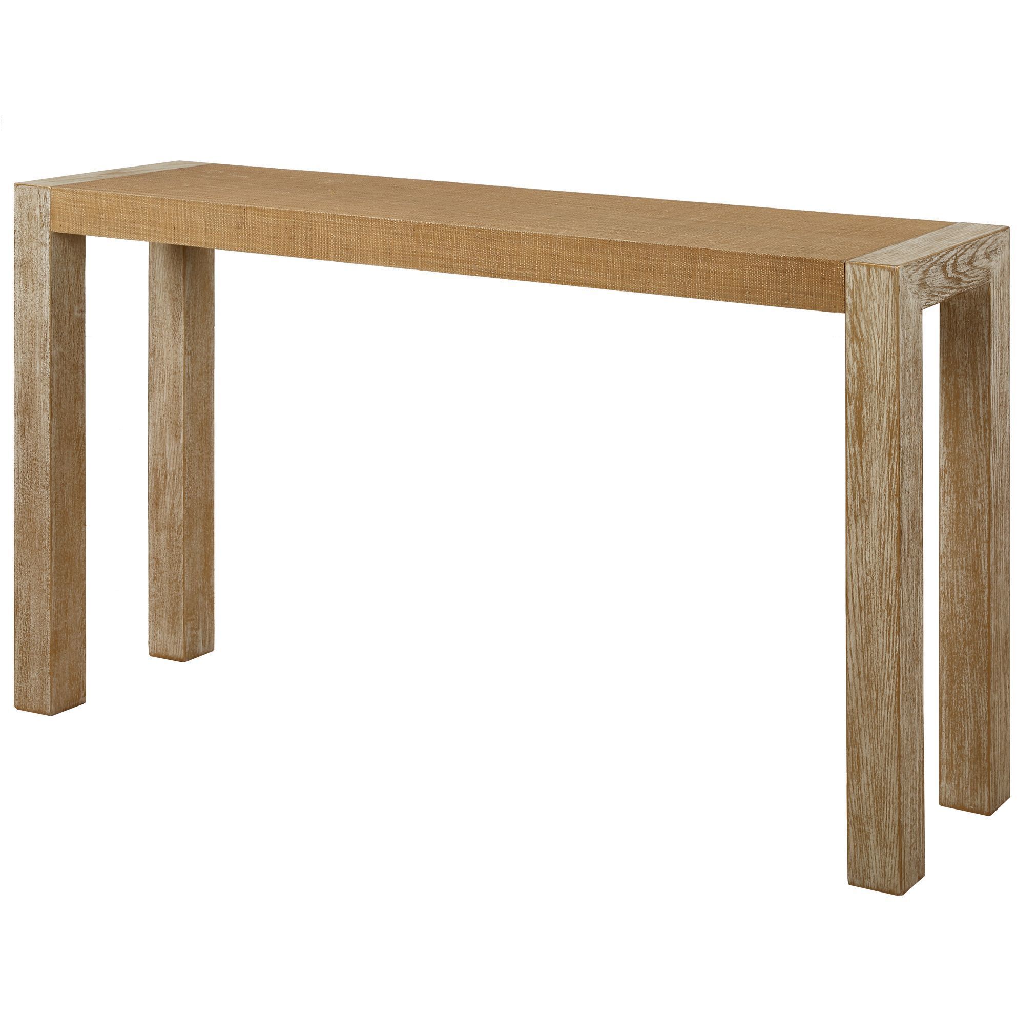 Bentley 52 inch Textured Grasscloth and Oak Veneer Console Table
