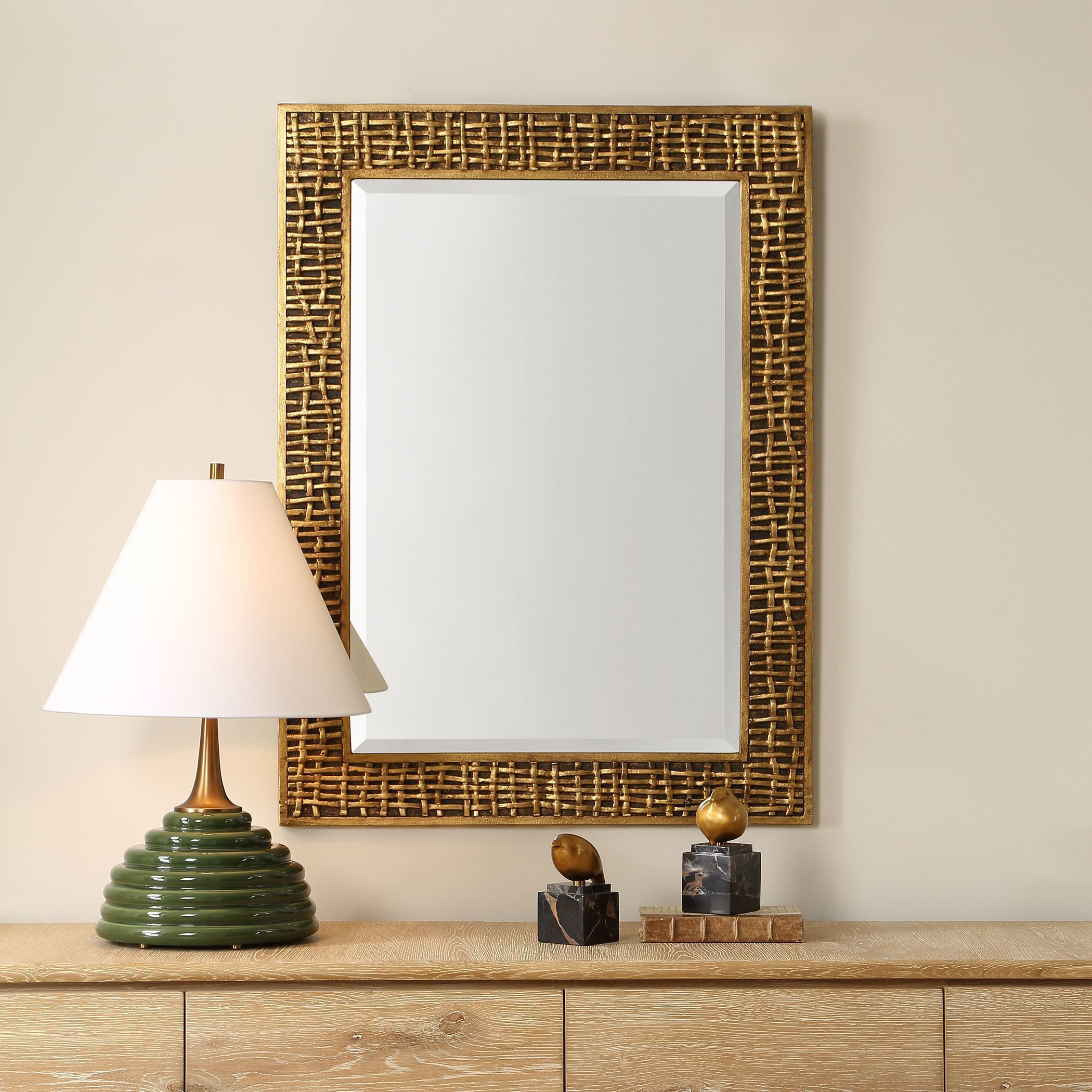 Woven In Time 39.75 X 29.5 inch Antiqued Gold Leaf Mirror