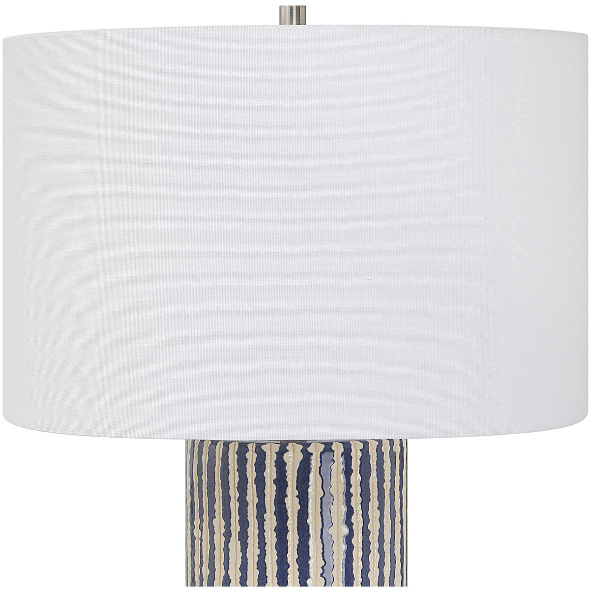 Havana 28 inch 150.00 watt Cobalt and Ivory Glazed Stripes and Brushed Nickel Table Lamp Portable Light