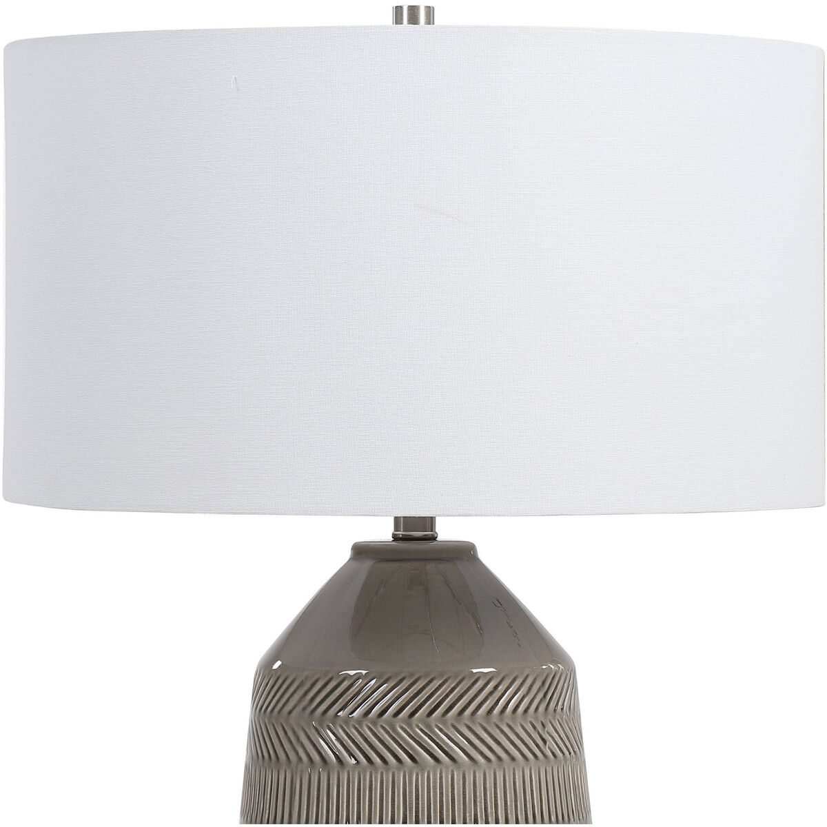 Rewind 32 inch 150.00 watt Soft Gray Glaze with Brushed Nickel Accents Table Lamp Portable Light