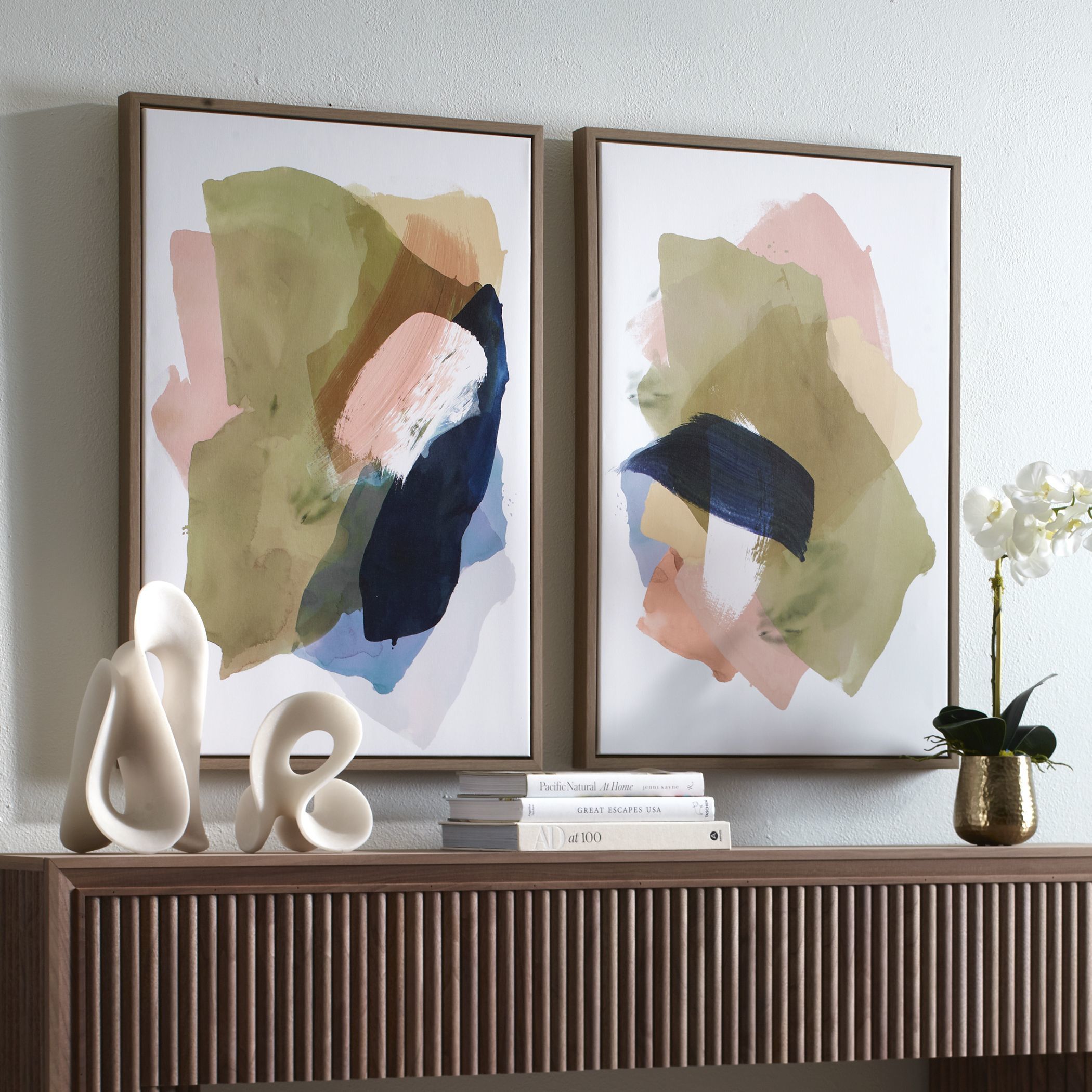 Abstract Afternoon Multicolor Framed Canvases, Set of 2