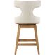 Klismos 38.25 inch Textured Off-white Fabric and Natural Oak Counter Stool