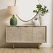 Maeva Natural Acacia Wood and Antique Gold 3 Door Cabinet