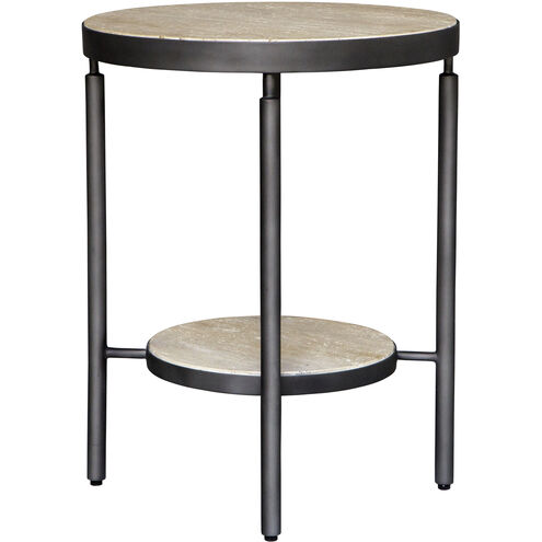 Dauntless 24 X 19 inch Travertine and Matte Black Side Table