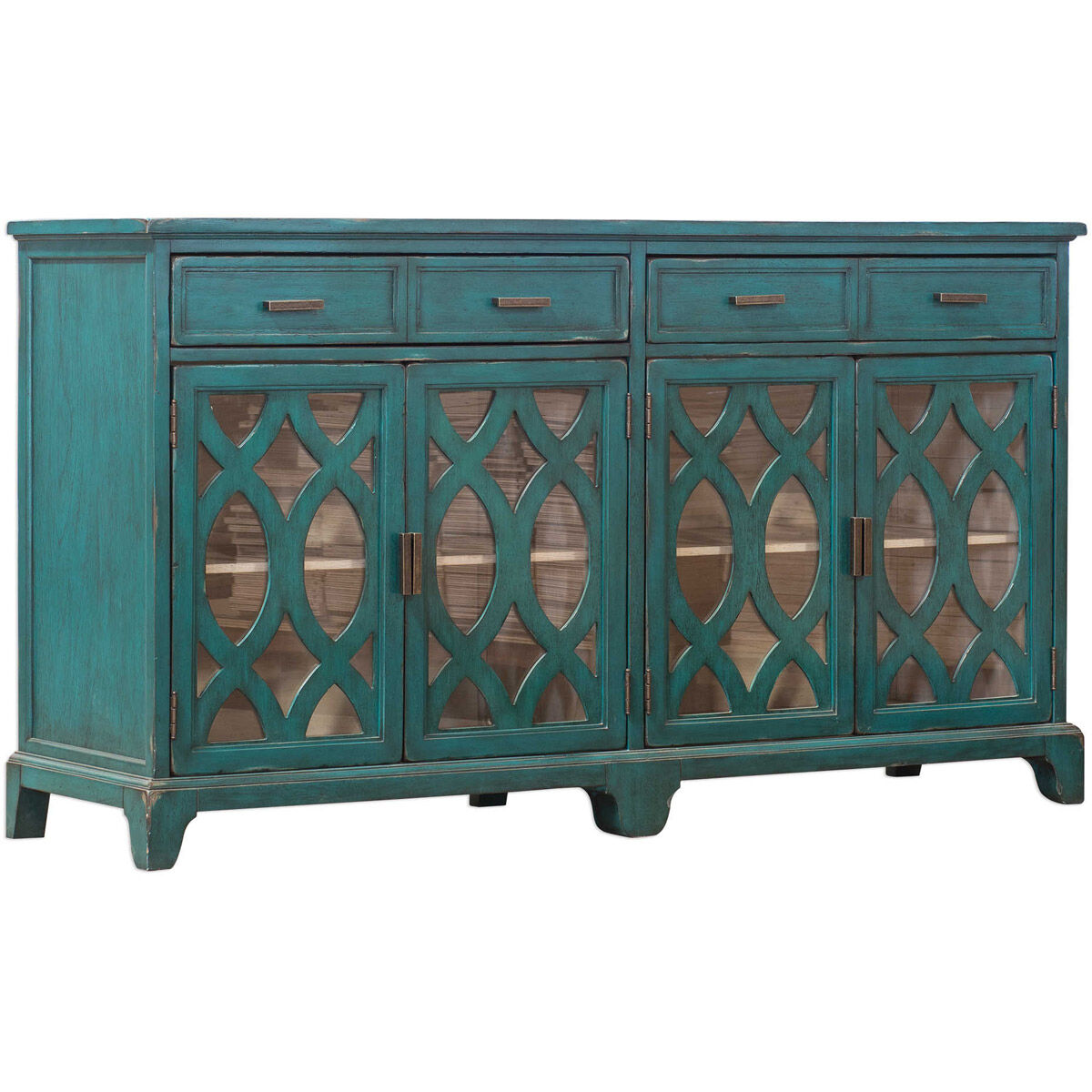 Oksana 63 inch Antique Green and Antique White Credenza