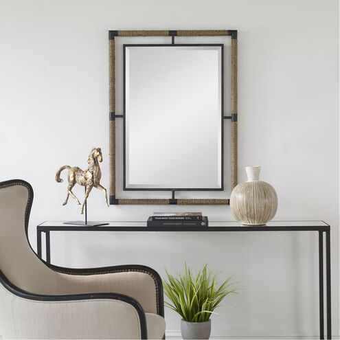 Melville 38 X 28 inch Textured Rust Black and Natural Rope Wall Mirror