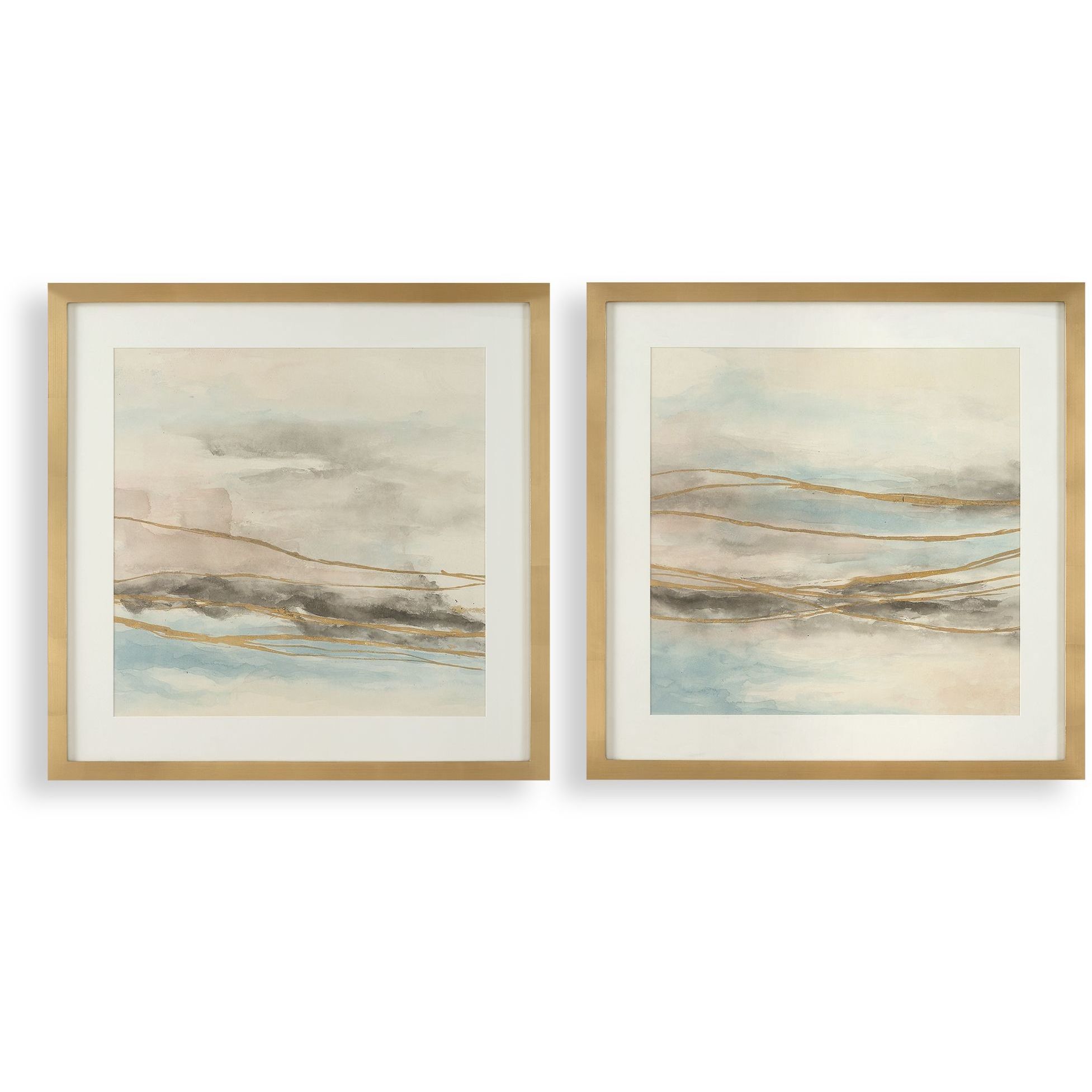 So Golden 29.5 X 29.5 inch Abstract Landscape Prints, Set of 2