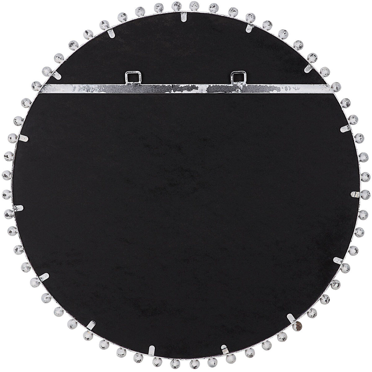 Taza 32 X 32 inch Distressed Aged White with Rustic Black Undertones Wall Mirror, Round