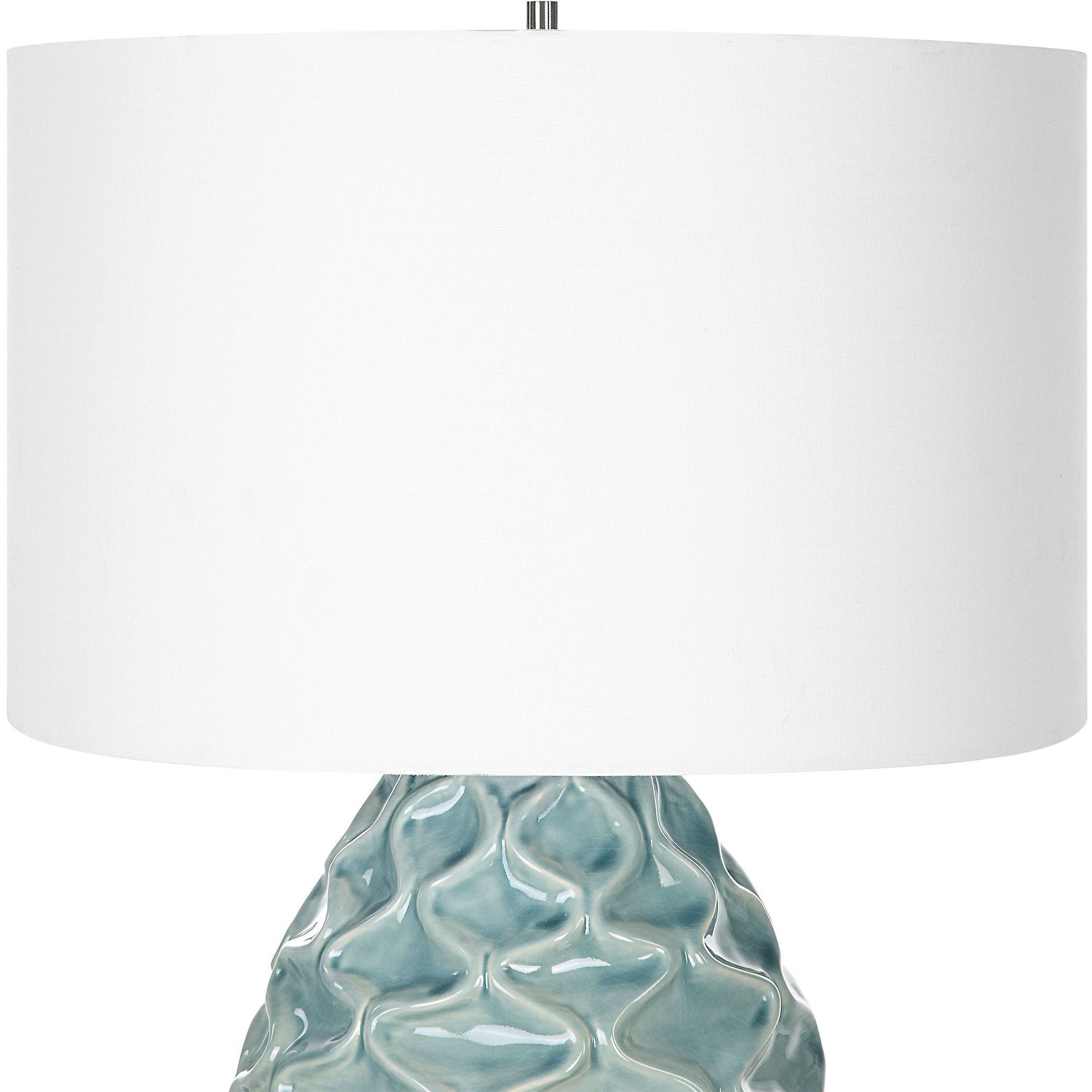 Laced Up 32.25 inch 150 watt Sea Foam Gloss Glaze and Crystal Table Lamp Portable Light