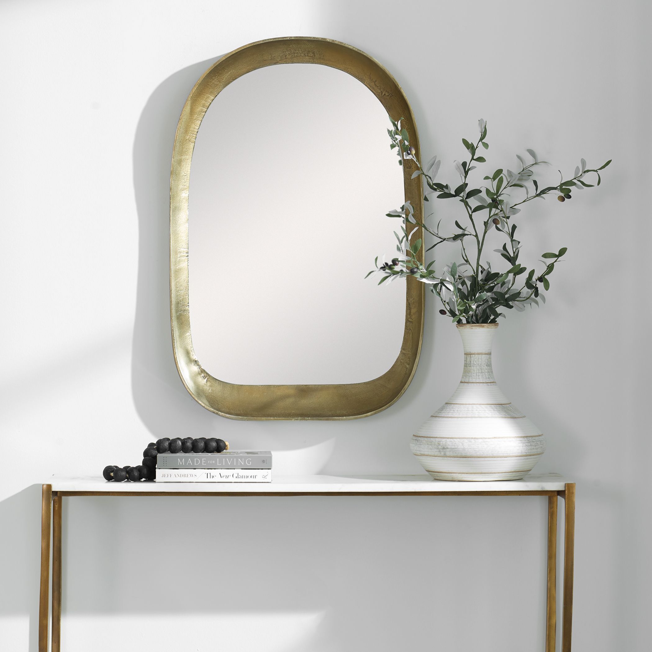 Bradano 35.5 X 23.75 inch Plated Antique Brass Mirror