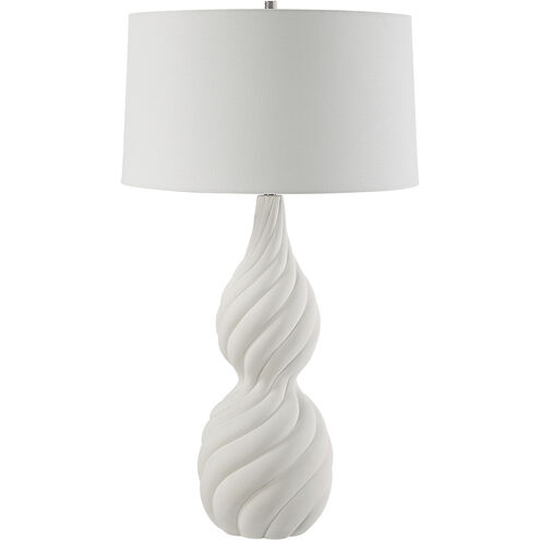 Twisted Swirl 32 inch 150.00 watt Textured Chalk White Glaze and Polished Nickel Table Lamp Portable Light
