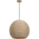 Seagrass 1 Light 24 inch Natural Woven Seagrass with Antique Brass Accents Pendant Ceiling Light