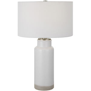 Albany 28 inch 150.00 watt Textured White Glaze and Brushed Nickel Table Lamp Portable Light