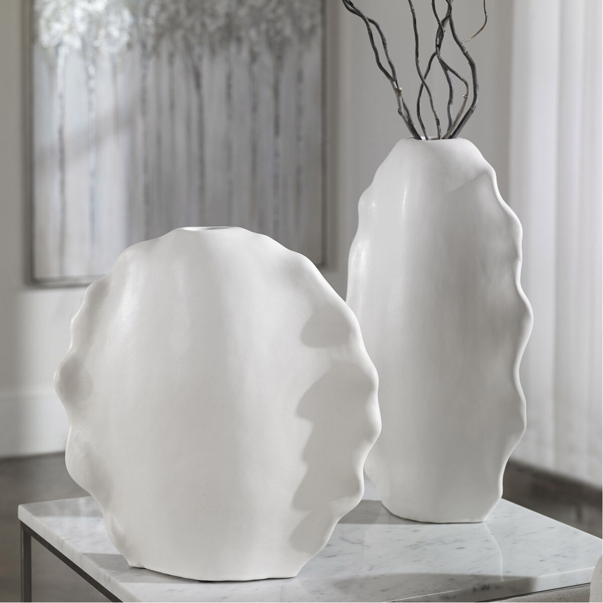 Ruffled 20 X 12 inch Vases, Set of 2