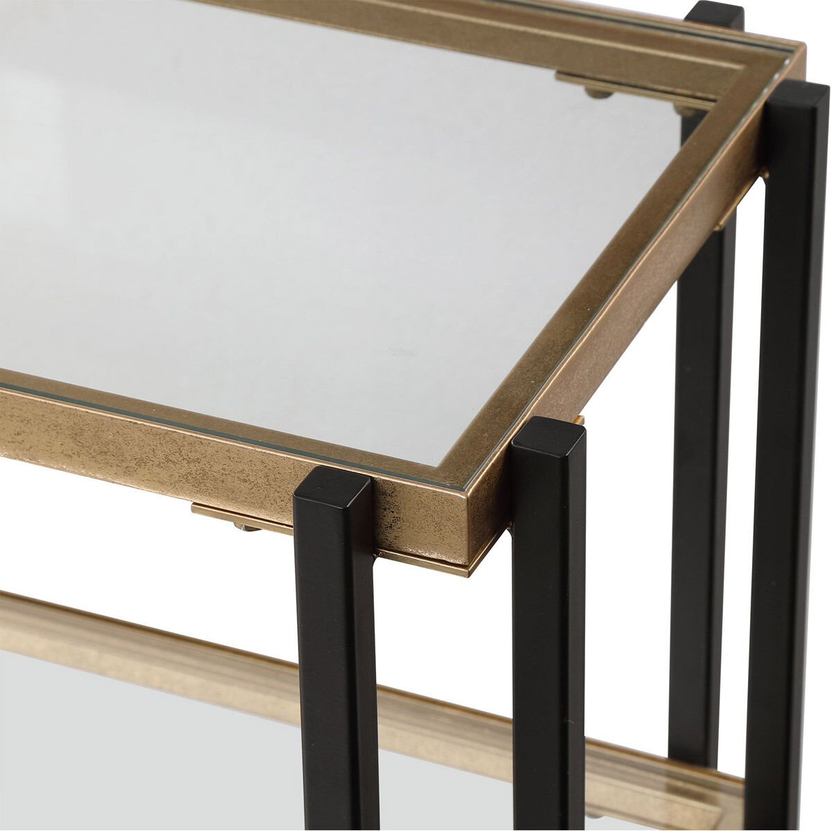Kentmore 53.5 inch Two-Toned Matte Black and Brushed Gold Console Table