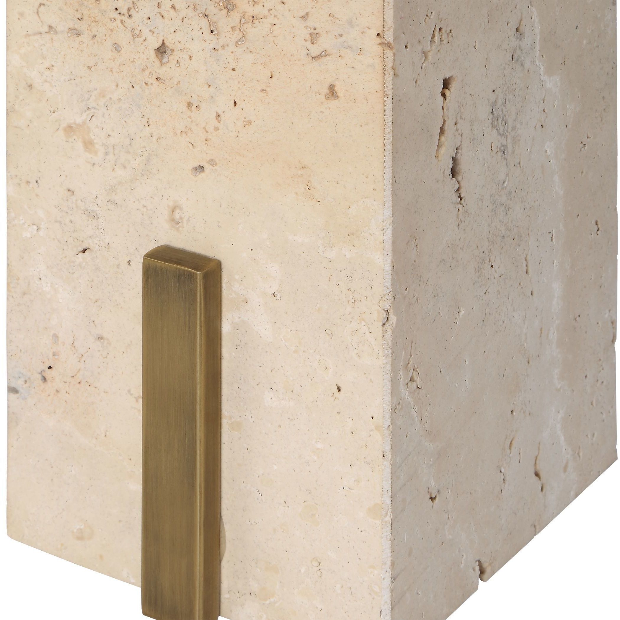 Feranno 22 X 12 inch Travertine and Brass Accent Table
