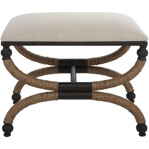 Icaria Iron and Natural Rope with Oatmeal Fabric Bench