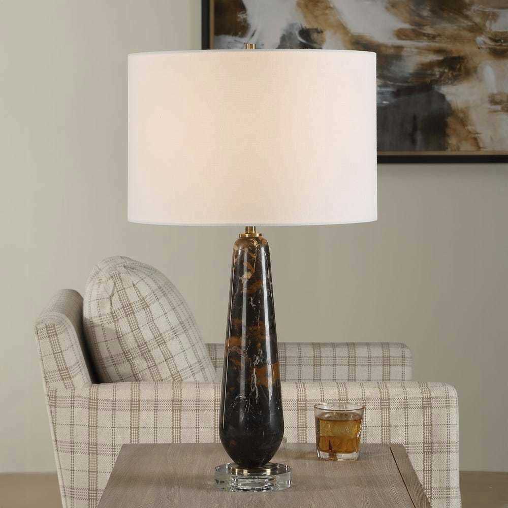 Dames 26.75 inch 150.00 watt Dark Marble snd Antique Brass Table Lamp Portable Light
