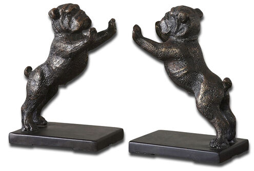 Bulldogs 5 inch Heavily Distressed Golden Bronze Bookends
