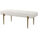 Olivier White Faux Shearling and Antique Brushed Brass Bench