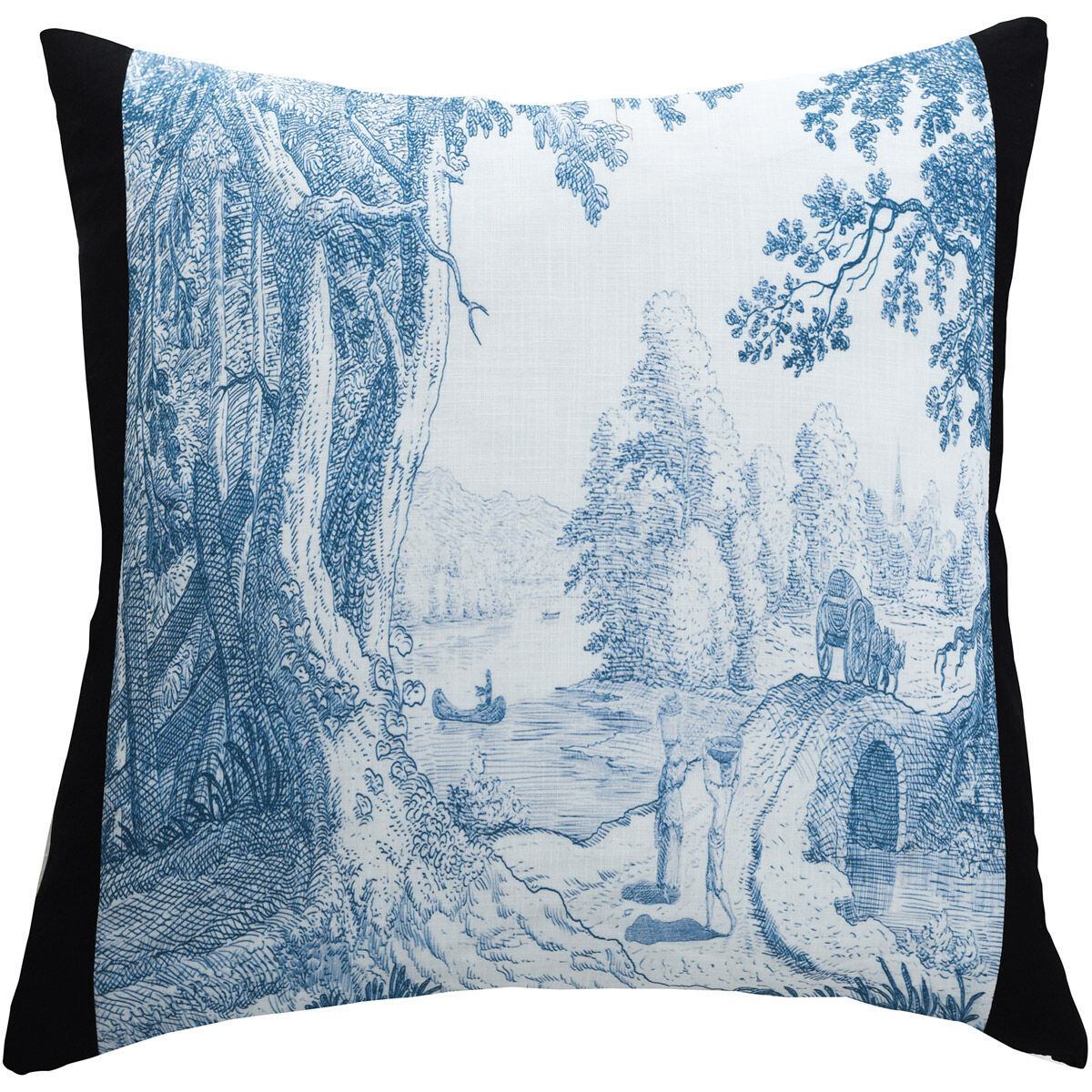 Dann Foley 24 inch White and Black and Blue Decorative Pillow