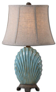 Seashell 23 inch 60 watt Crackled Blue Glaze Table Lamp Portable Light