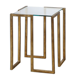 Mirrin 22 X 16 inch Antiqued Gold Leaf and Clear Glass Accent Table
