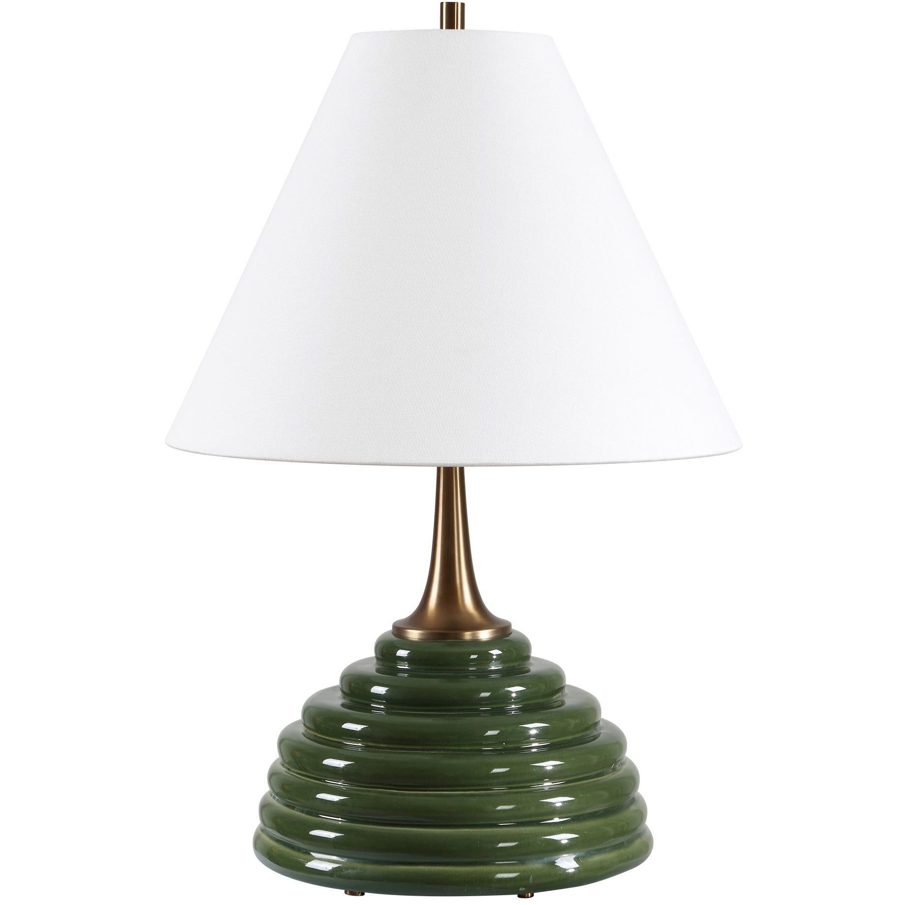 McKay 25 inch 150 watt Dark Green and Brass Table Lamp Portable Light