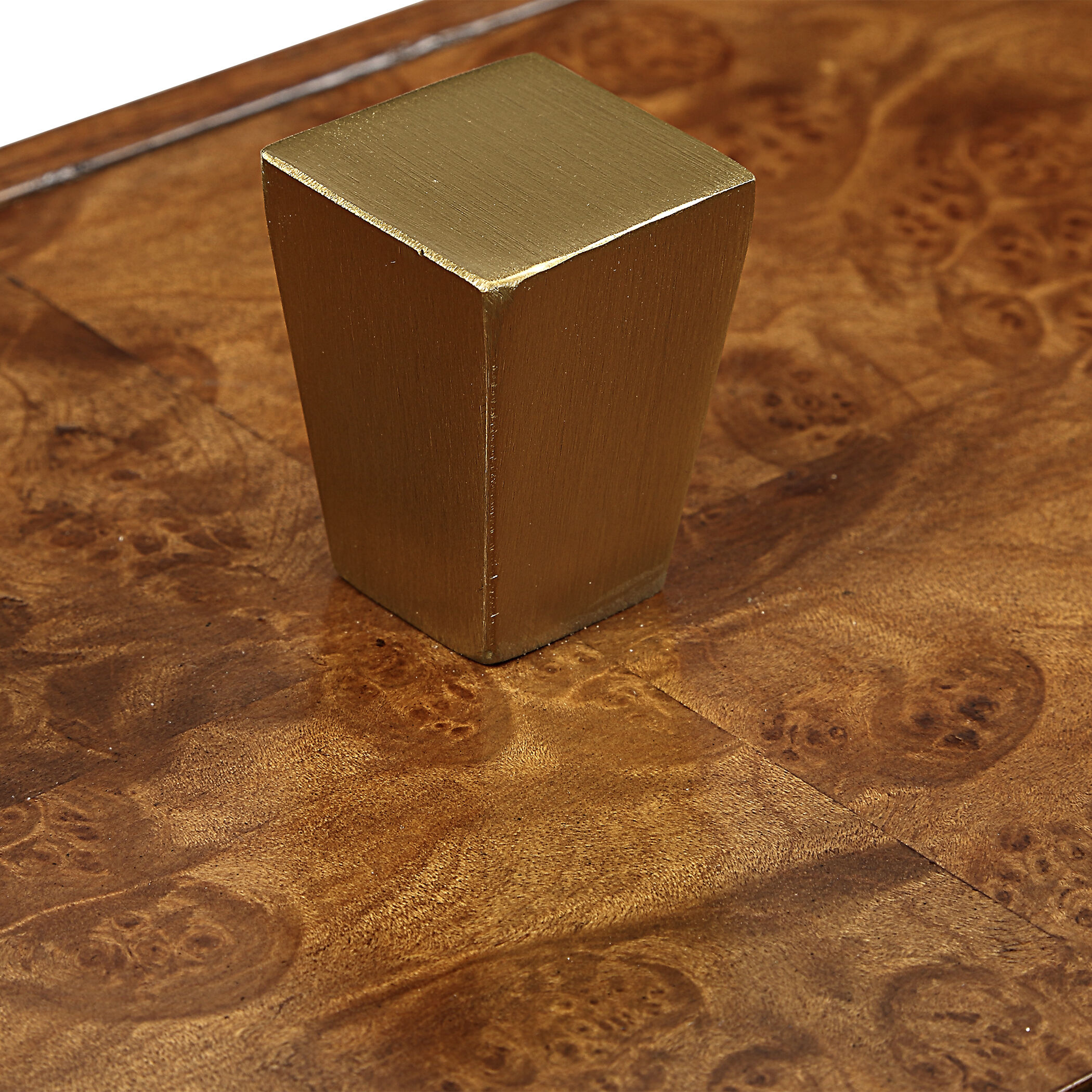 Burl Haven 15 inch Burl Veneer and Antique Brass Box