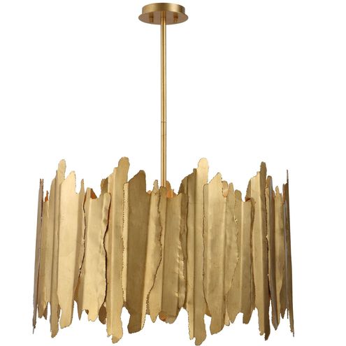 Golden 8 Light 18 inch Gold Leaf Pendant Ceiling Light