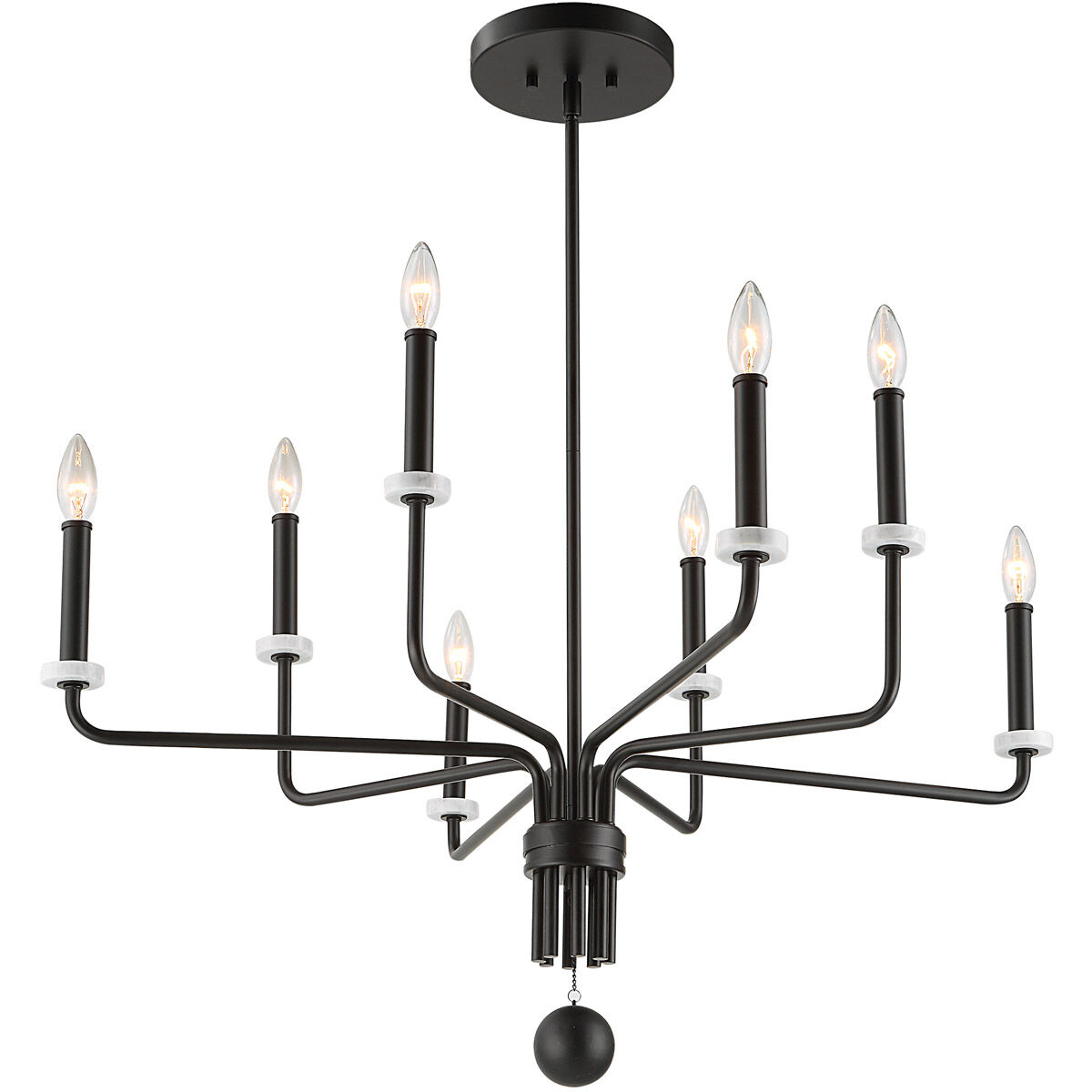 Ebony 8 Light 34 inch Matte Black and White Marble Chandelier Ceiling Light