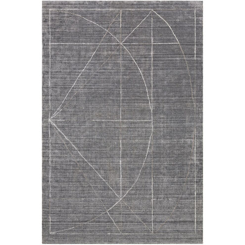 Costilla 120 X 96 inch Gray and Charcoal Tones with White Rug, 8ft x 10ft
