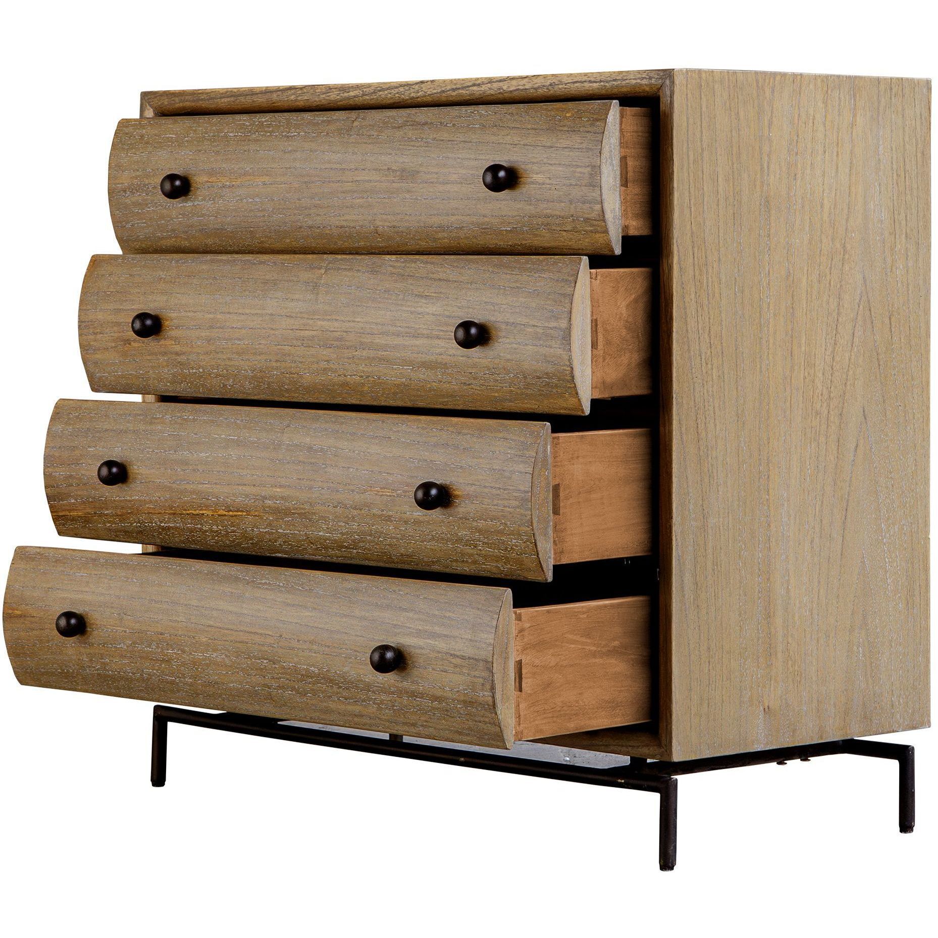 Millard Natural Wood and Bronze 4 Drawer Chest