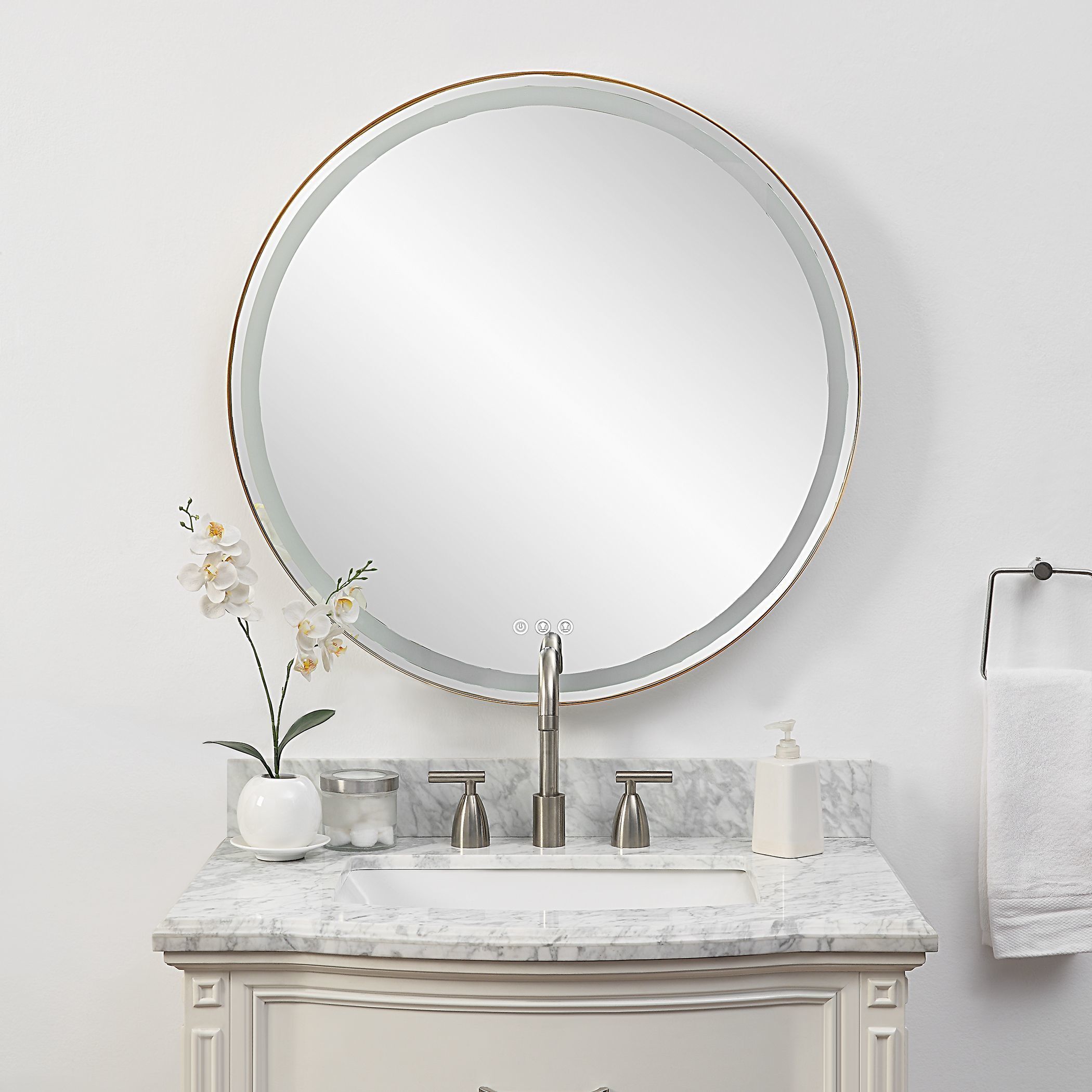 Crofton 32 X 32 inch Plated Brushed Brass LED Lighted Mirror