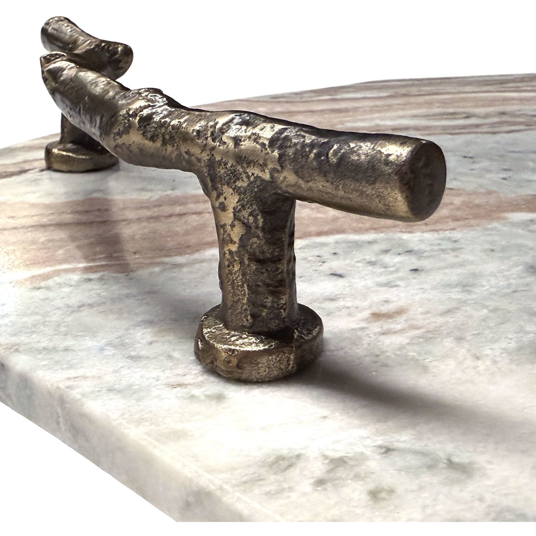 Stone And Twig Natural Marble and Cast Aluminum Indoor-Outdoor Tray