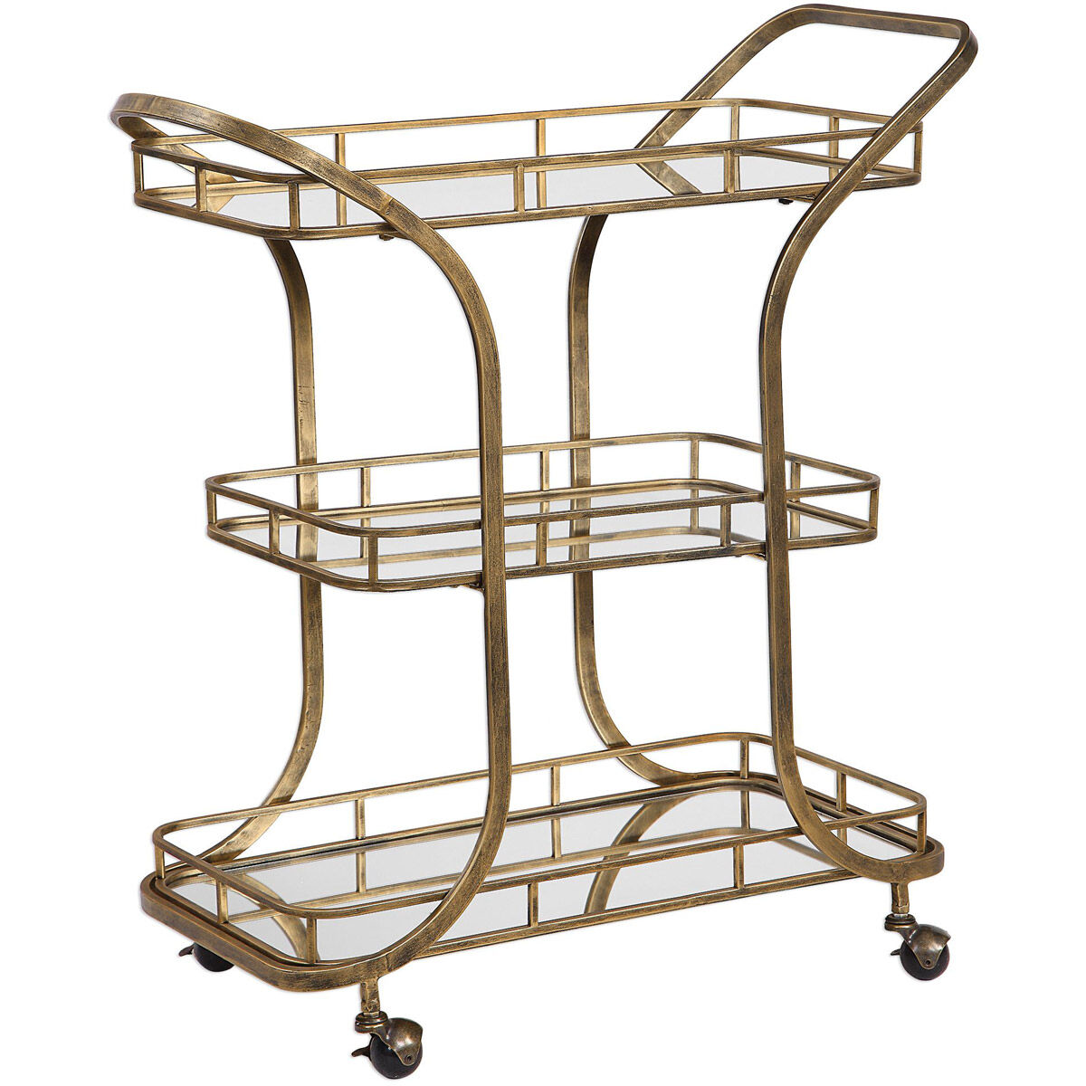 Stassi Antiqued Gold Serving Cart