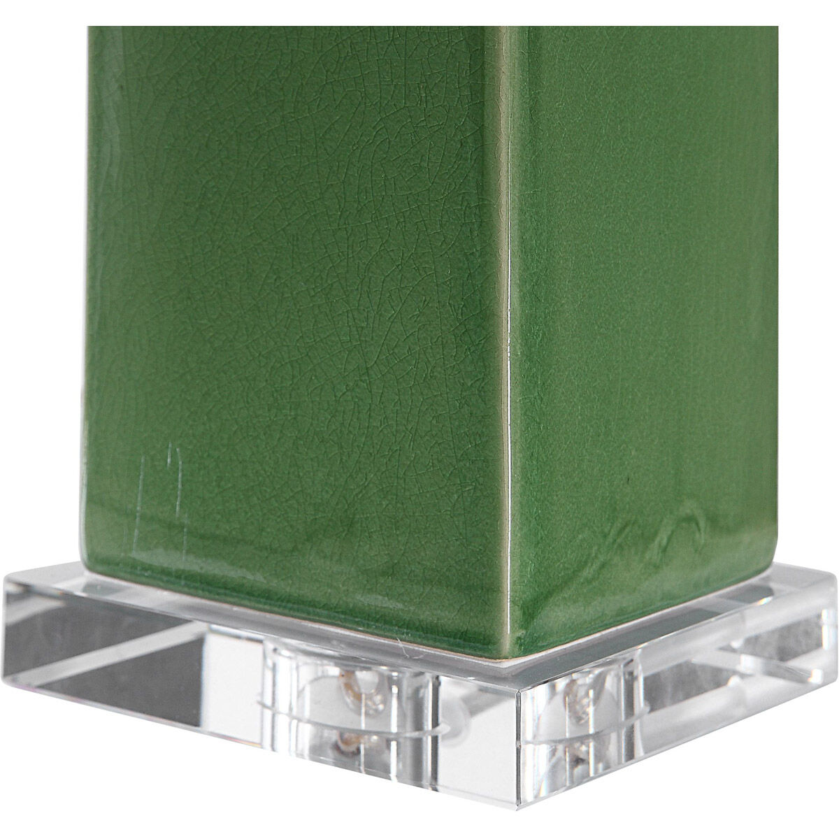 Aneeza 32 inch 60 watt Green Glaze with Brushed Nickel and Crystal Table Lamp Portable Light