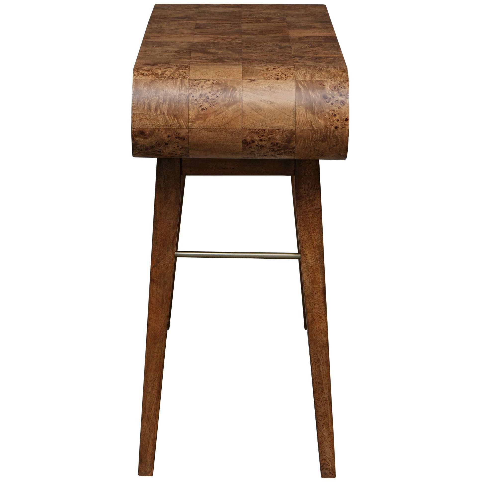 Ledger 46 inch Burl Veneer and Java Wood with Brass Console Table