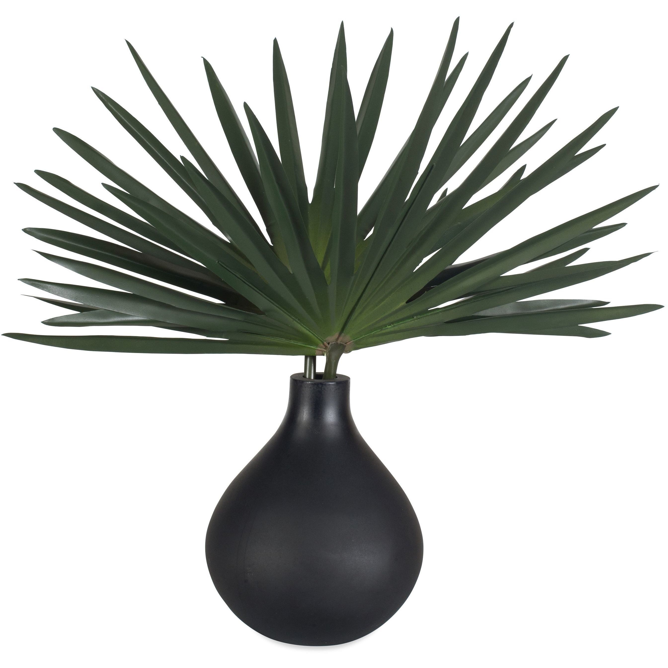 Axis Palm Matte Black and Green Accent & Vase