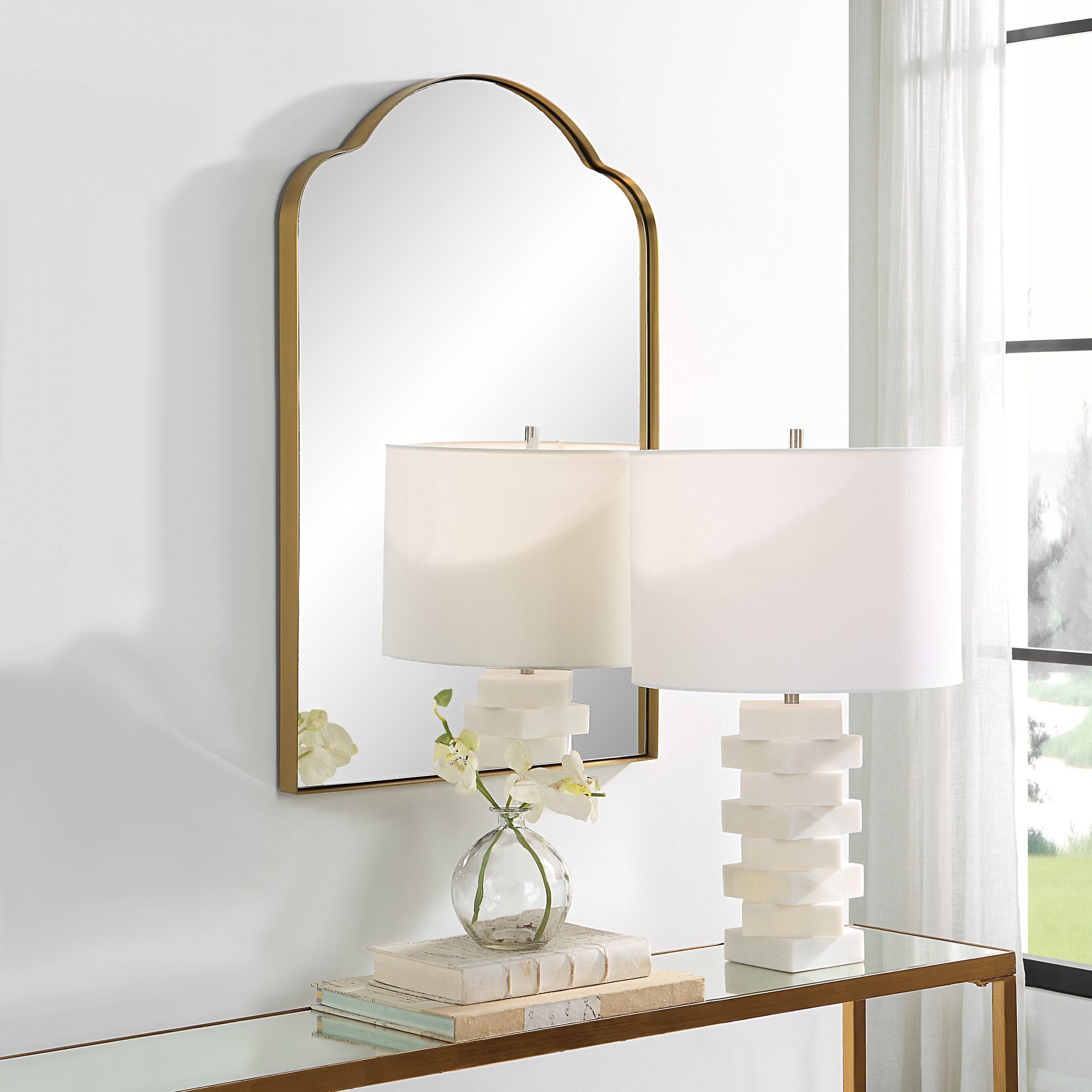Sidney 30 X 20 inch Plated Brushed Brass Mirror